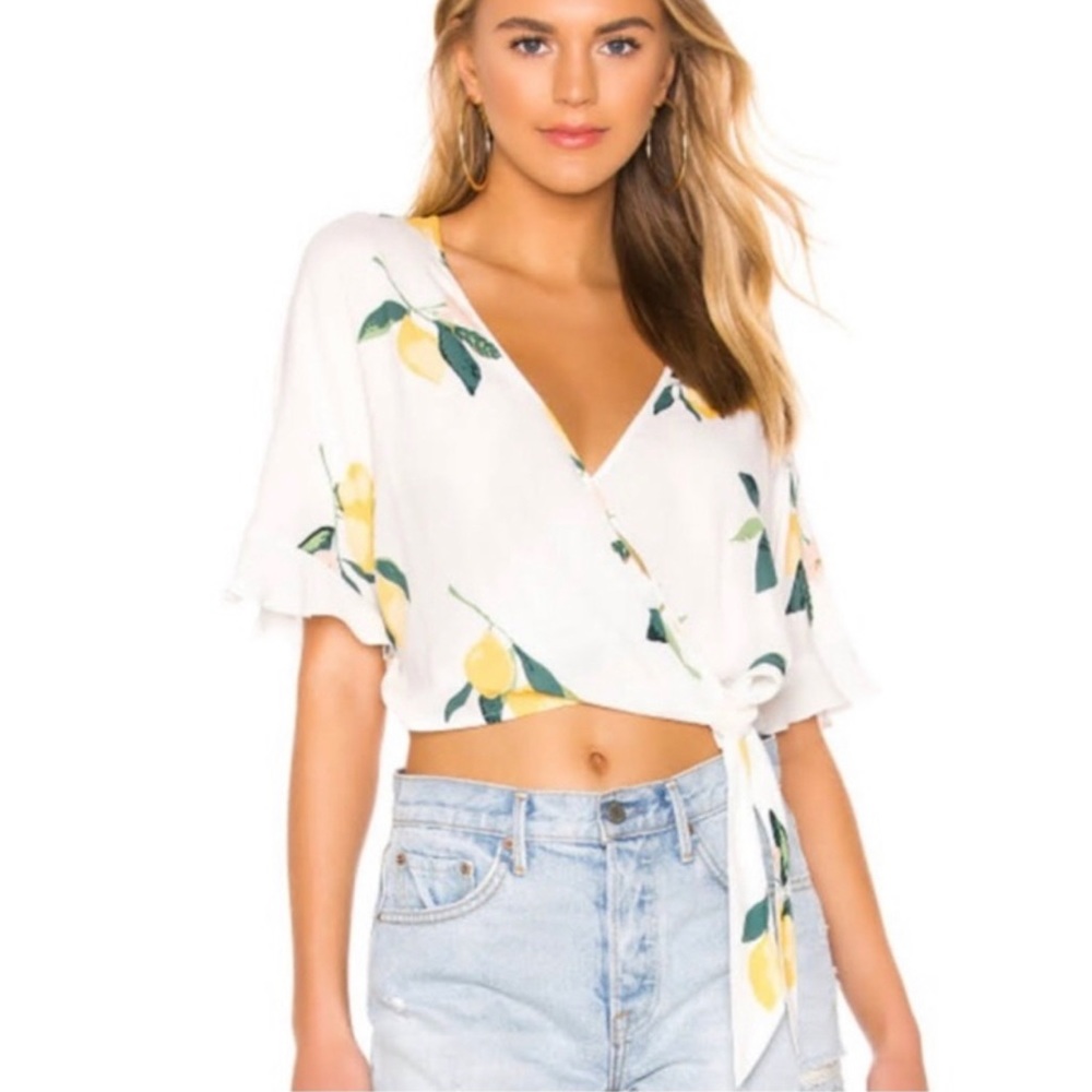 Rails Athena Lemon Grove Cropped Wrap Blouse